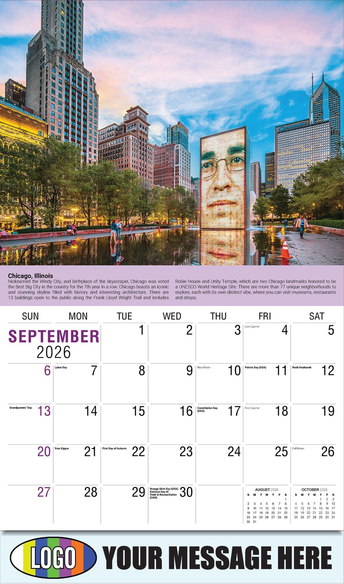 2026 World Travel Destinations Business Promotional Calendar