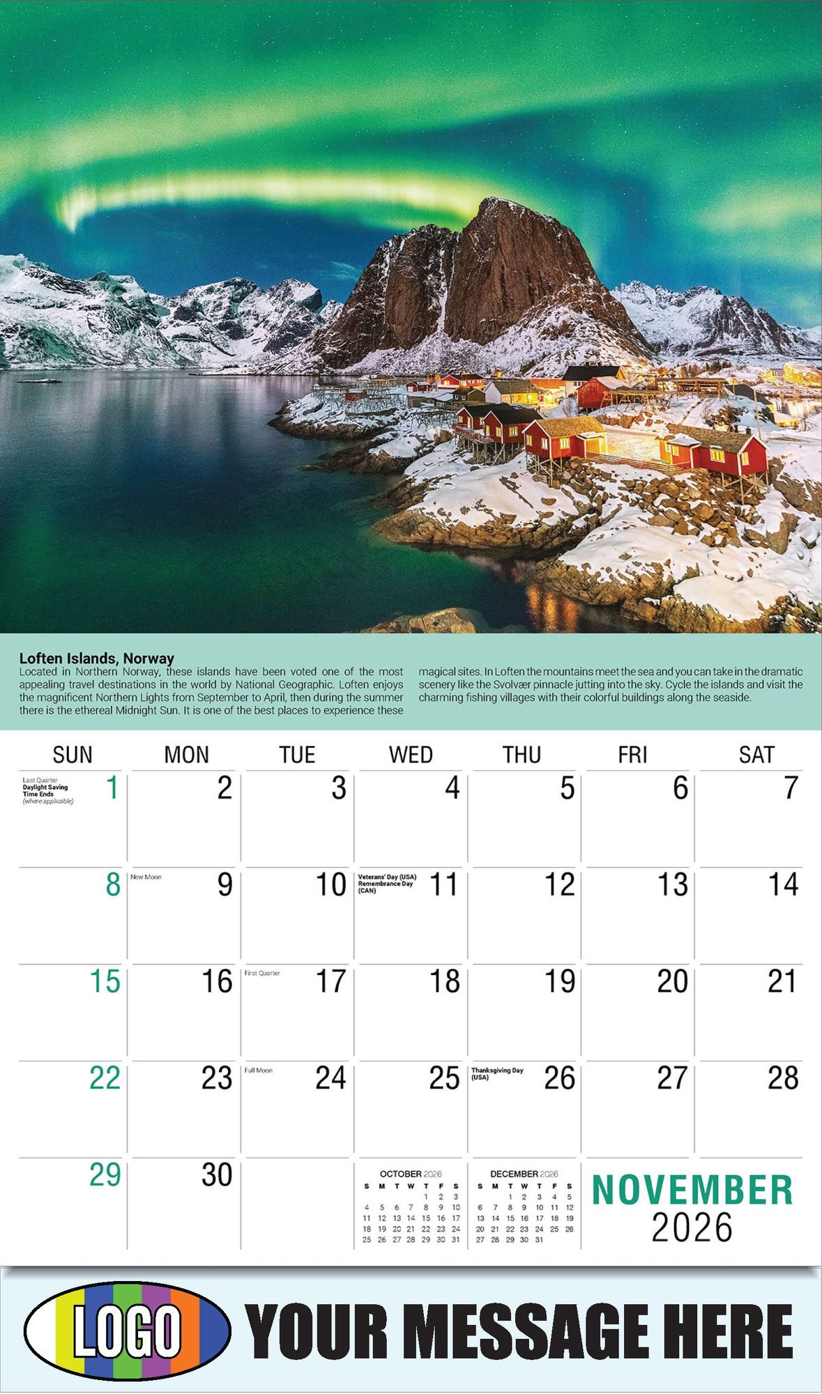 2026 World Travel Destinations Business Promotional Calendar