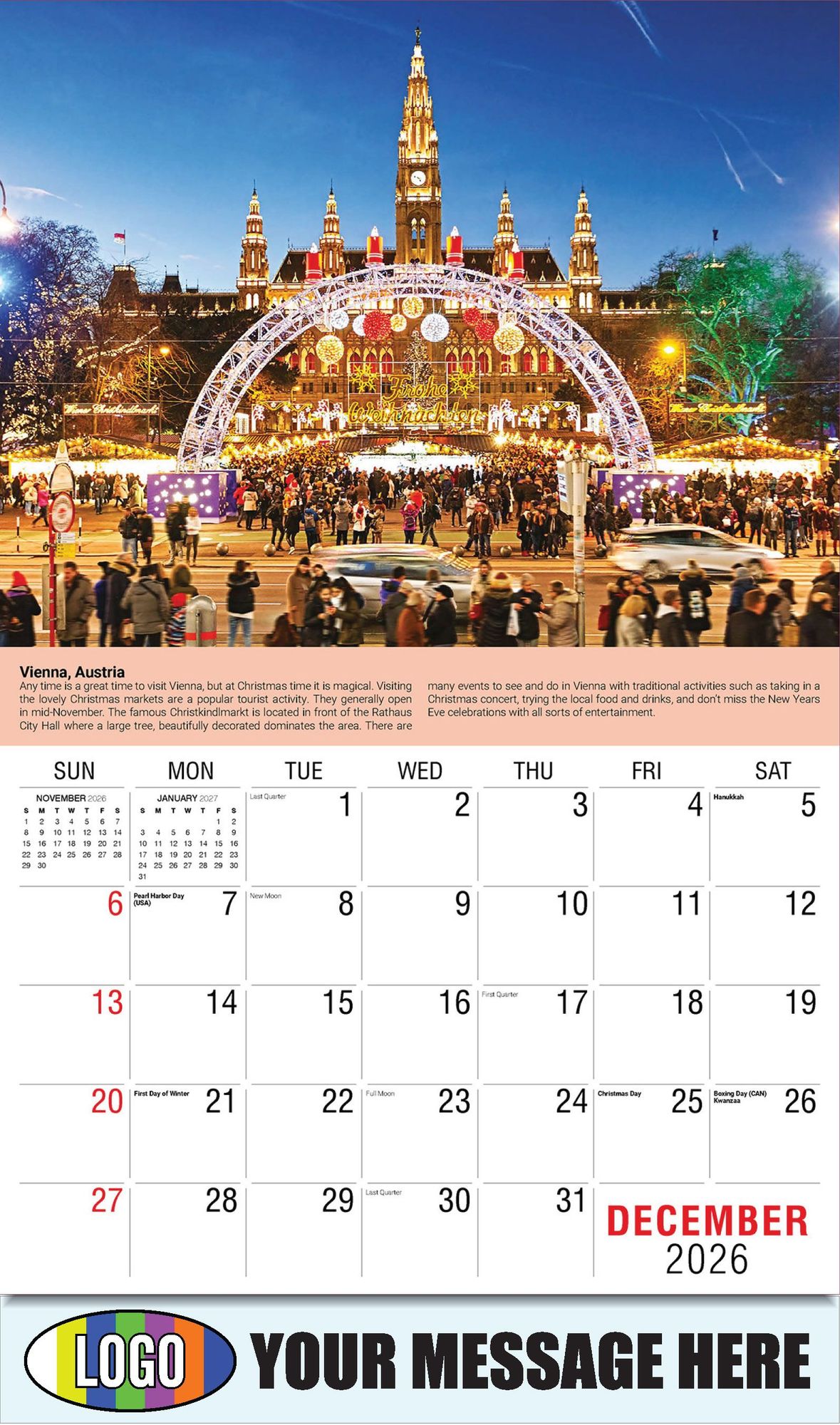 2026 World Travel Destinations Business Promotional Calendar