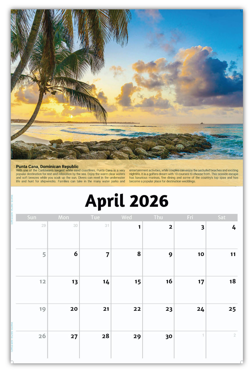 2026 Wall Calendar - World Travel Destinations