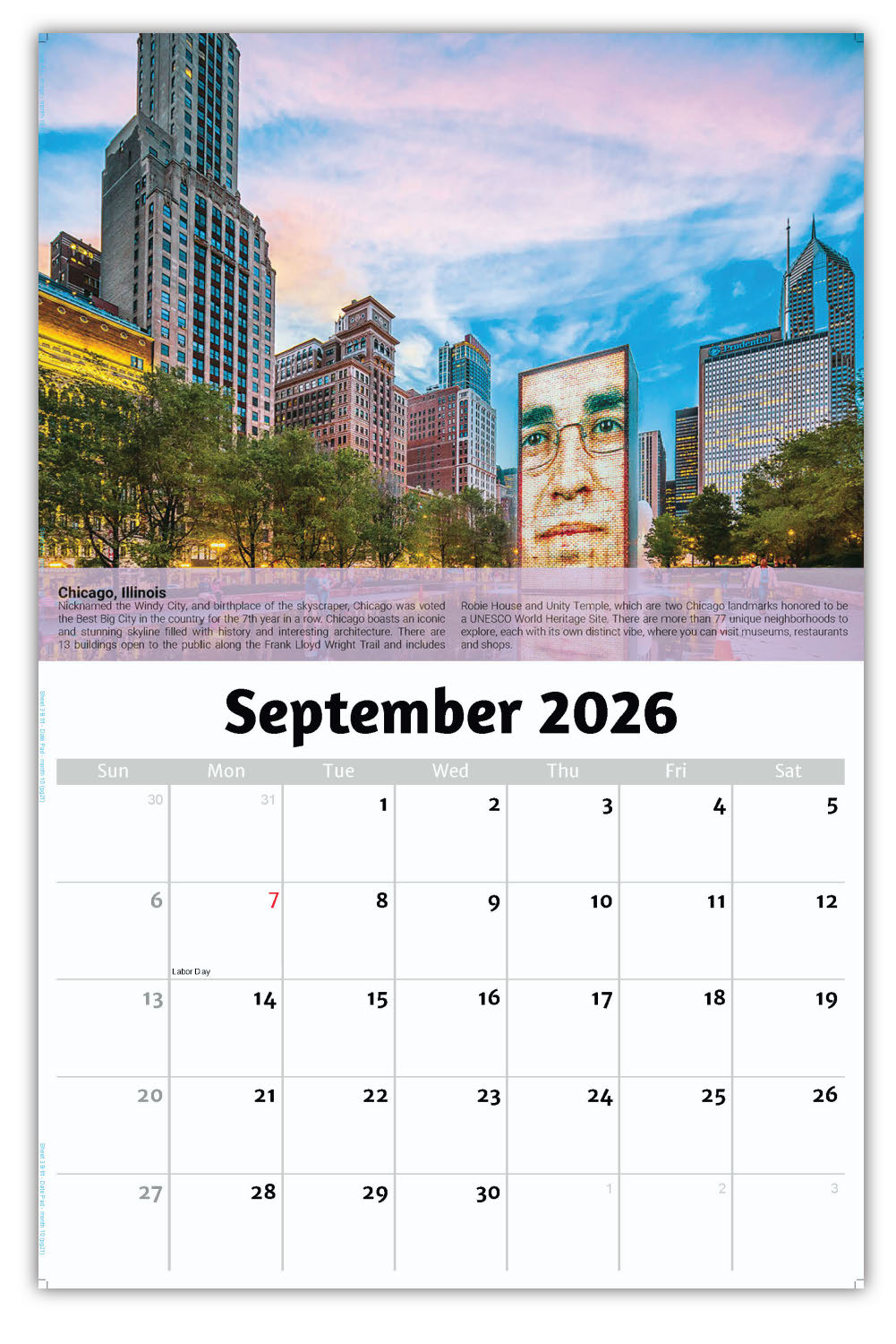 2026 Wall Calendar - World Travel Destinations