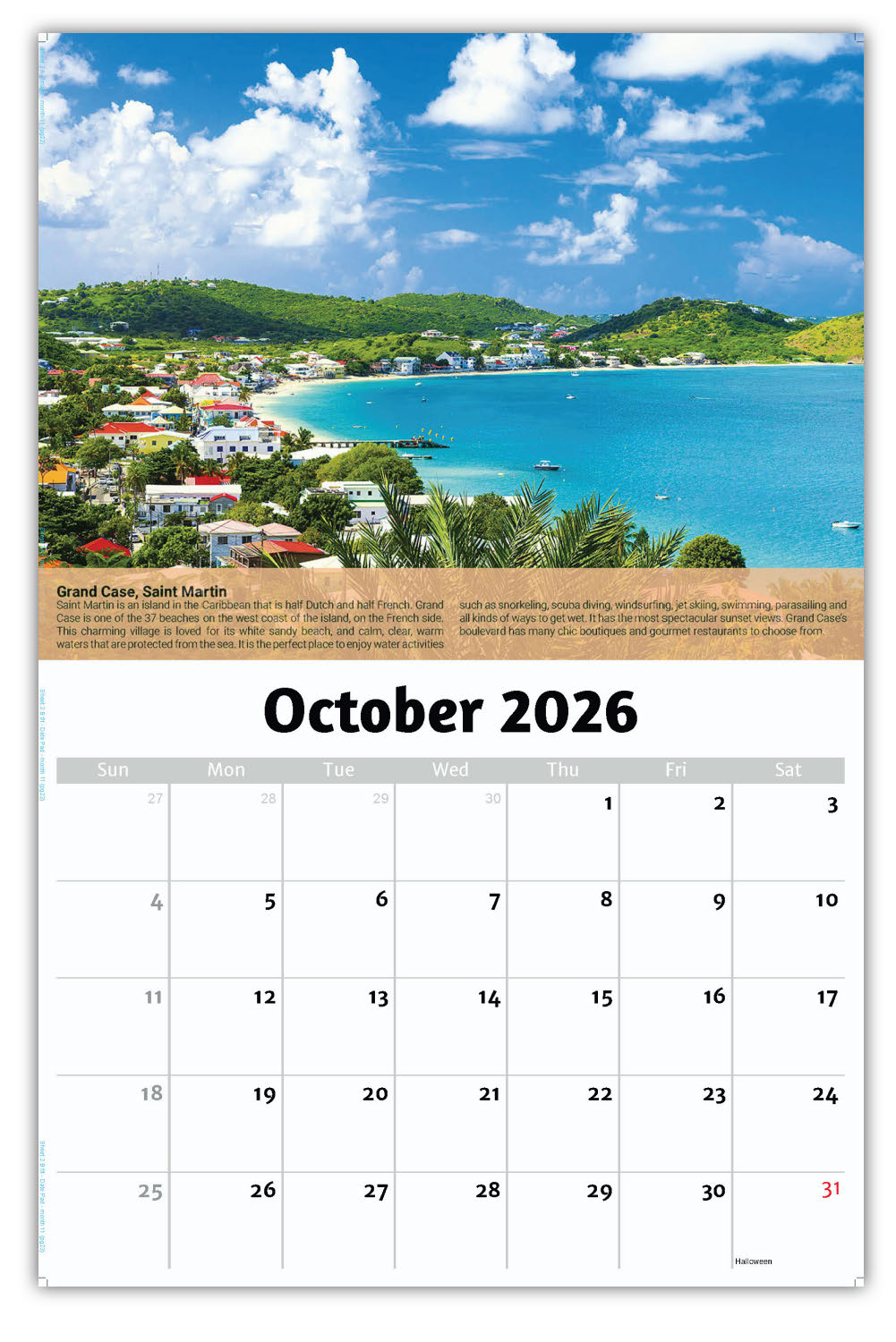 2026 Wall Calendar - World Travel Destinations