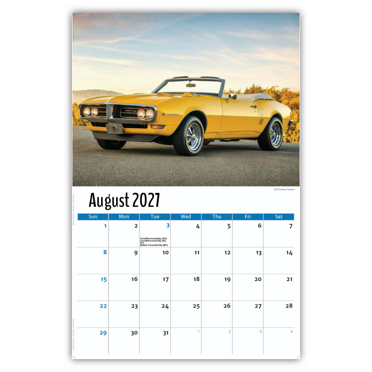 2027 Classic Cars wall calendar