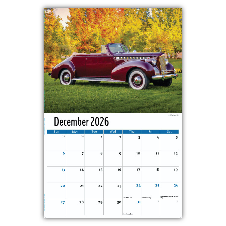 2027 Classic Cars wall calendar