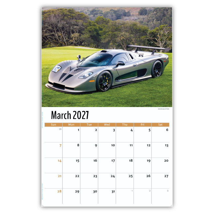 2027 Exotic Cars wall calendar