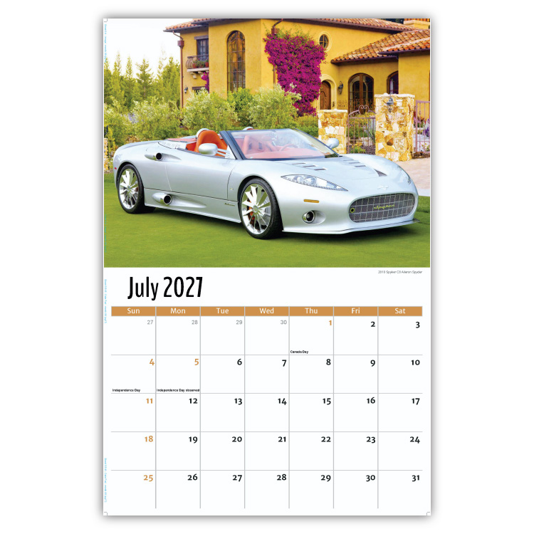 2027 Exotic Cars wall calendar
