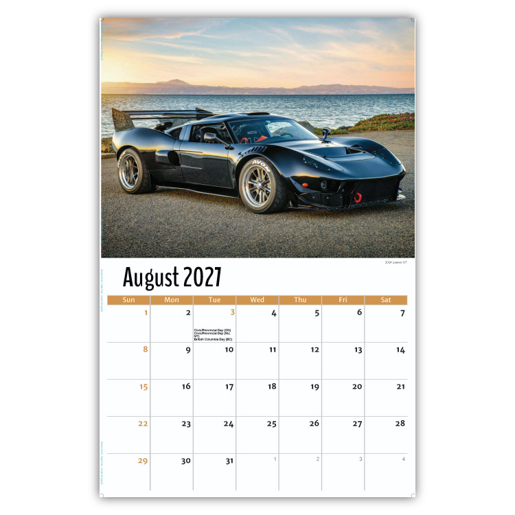 2027 Exotic Cars wall calendar