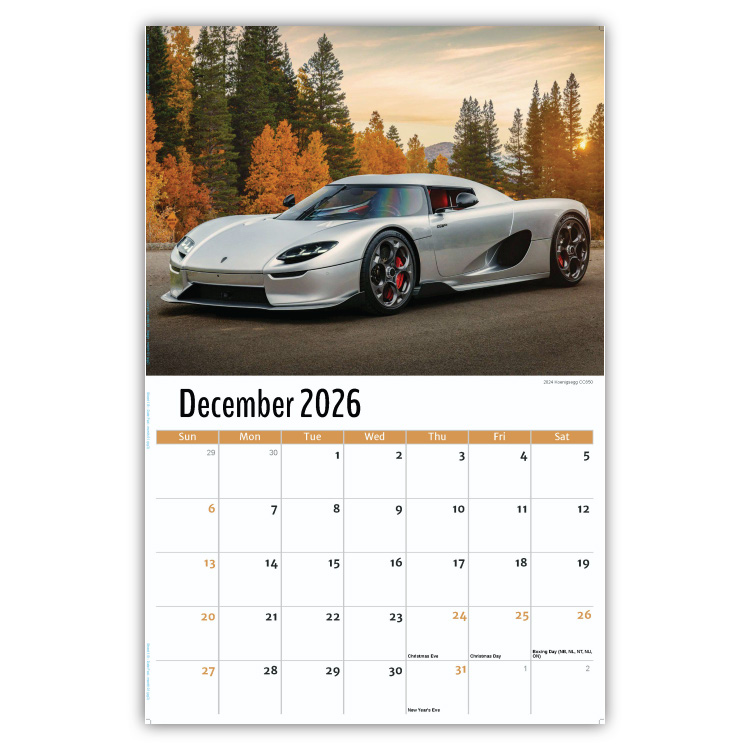 2027 Exotic Cars wall calendar
