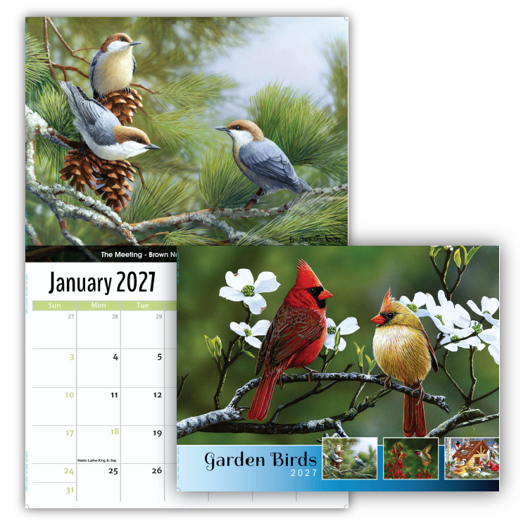 2027 Garden Birds wall calendar
