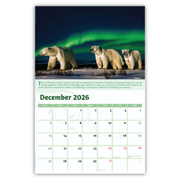 2027 Go Green wall calendar