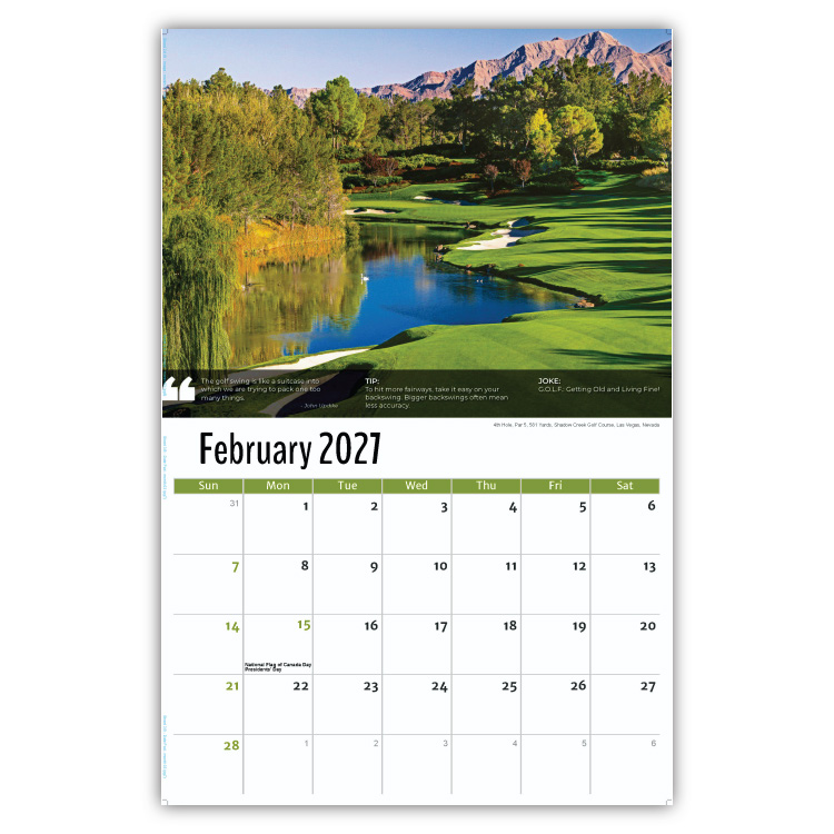 2027 Golf Tips, Quips and Holes wall calendar