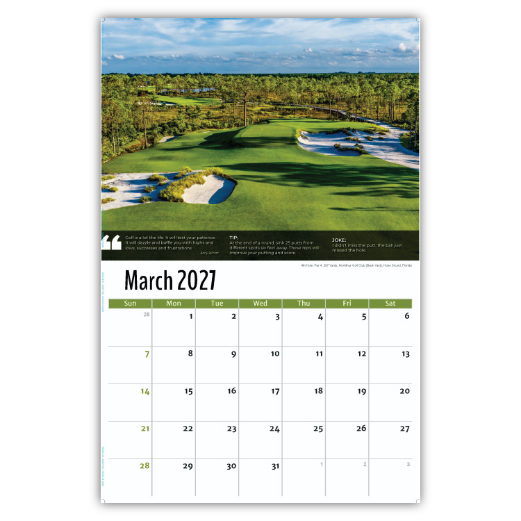 2027 Golf Tips, Quips and Holes wall calendar