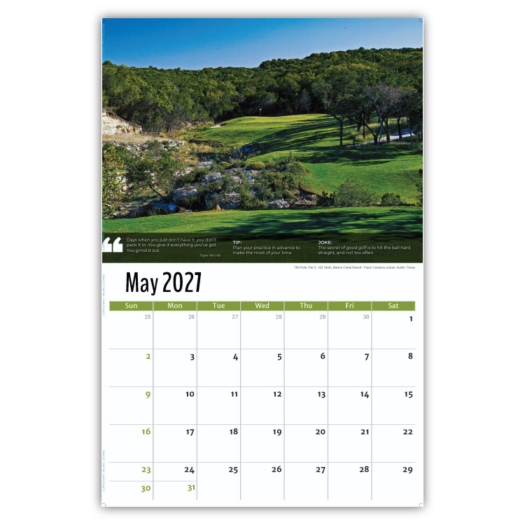 2027 Golf Tips, Quips and Holes wall calendar