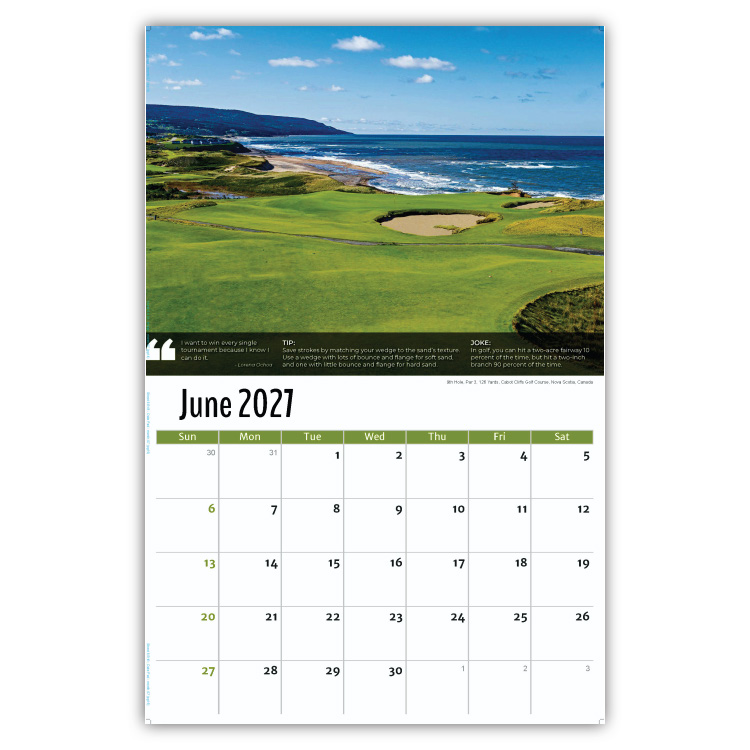 2027 Golf Tips, Quips and Holes wall calendar