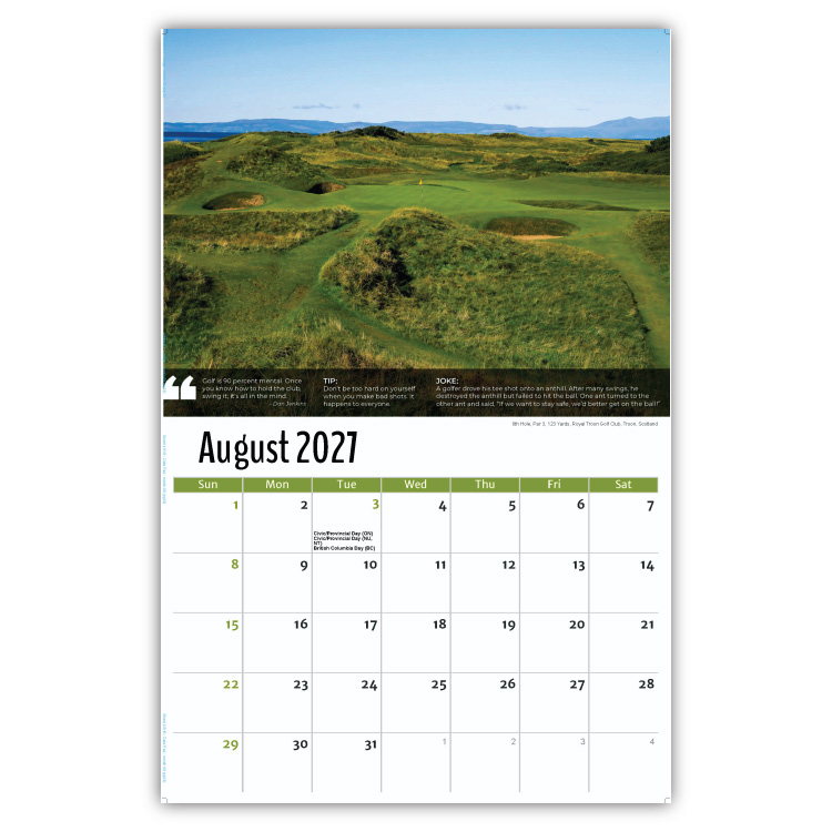 2027 Golf Tips, Quips and Holes wall calendar