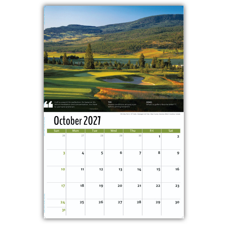 2027 Golf Tips, Quips and Holes wall calendar