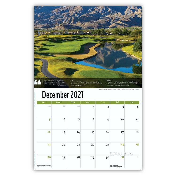 2027 Golf Tips, Quips and Holes wall calendar
