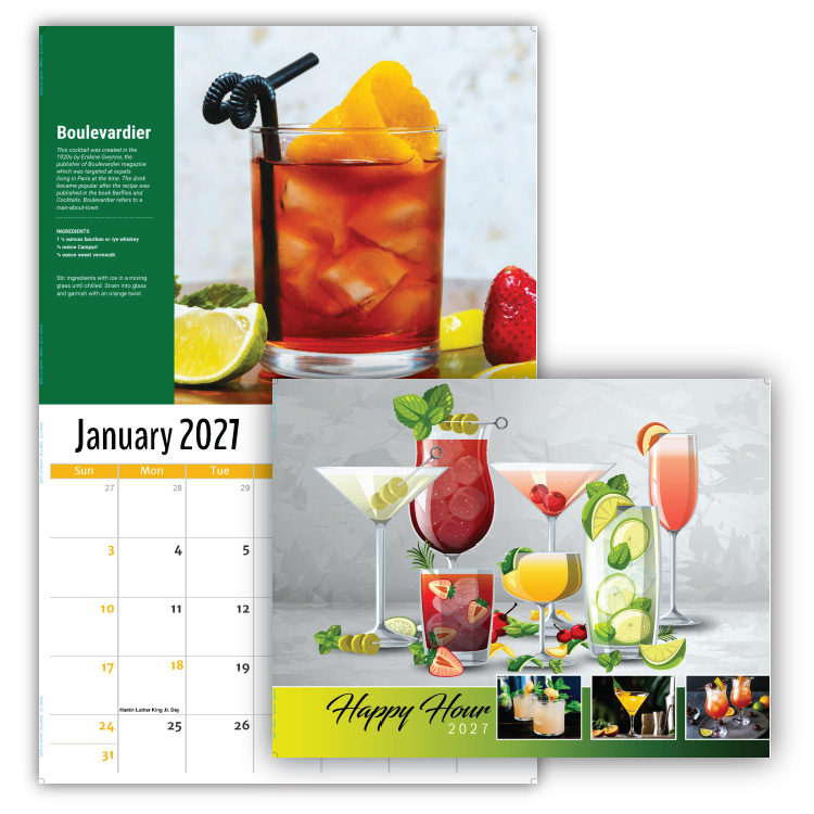 2027 Happy Hour Cocktails wall calendar