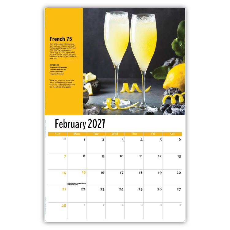 2027 Happy Hour Cocktails wall calendar