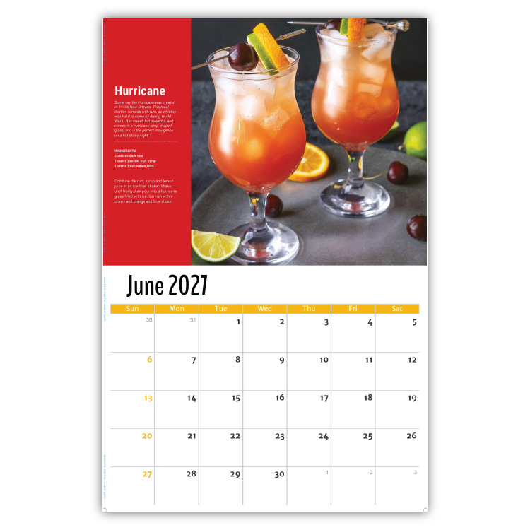 2027 Happy Hour Cocktails wall calendar