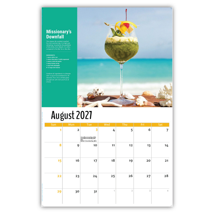 2027 Happy Hour Cocktails wall calendar
