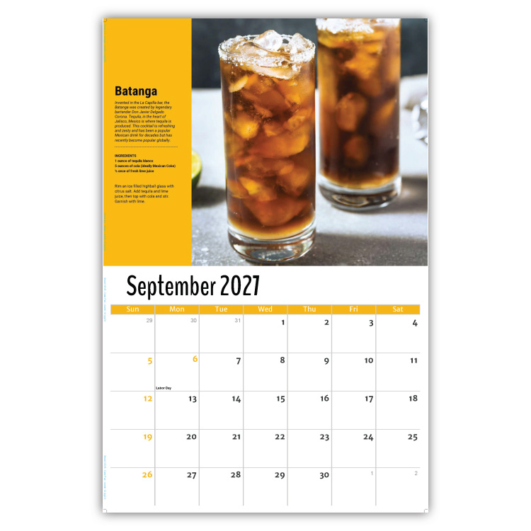 2027 Happy Hour Cocktails wall calendar