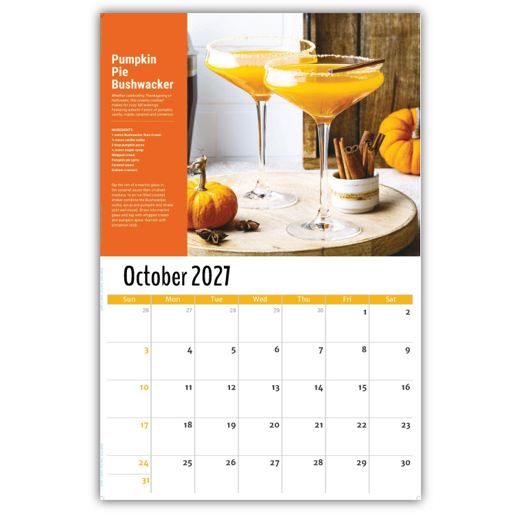 2027 Happy Hour Cocktails wall calendar