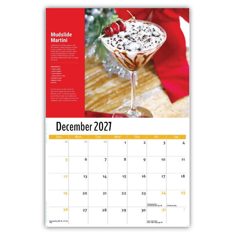 2027 Happy Hour Cocktails wall calendar