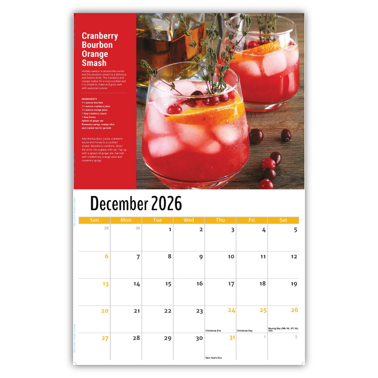 2027 Happy Hour Cocktails wall calendar