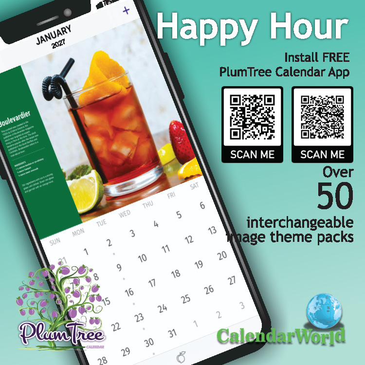 2027 Happy Hour Cocktails wall calendar