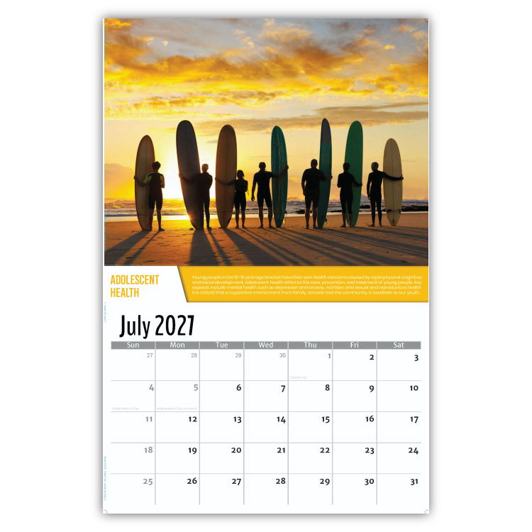 2027 Health Tips wall calendar