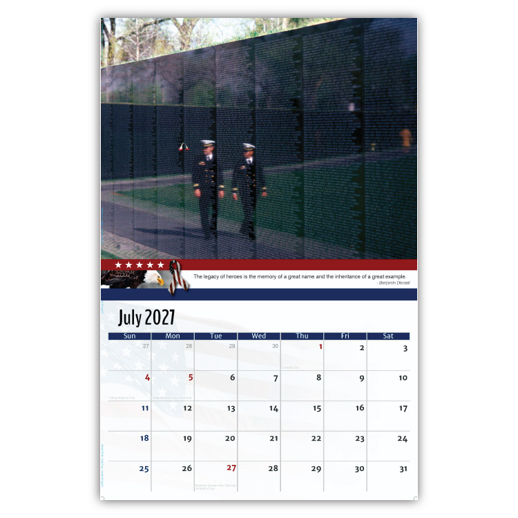 2027 Home of the Brave wall calendar