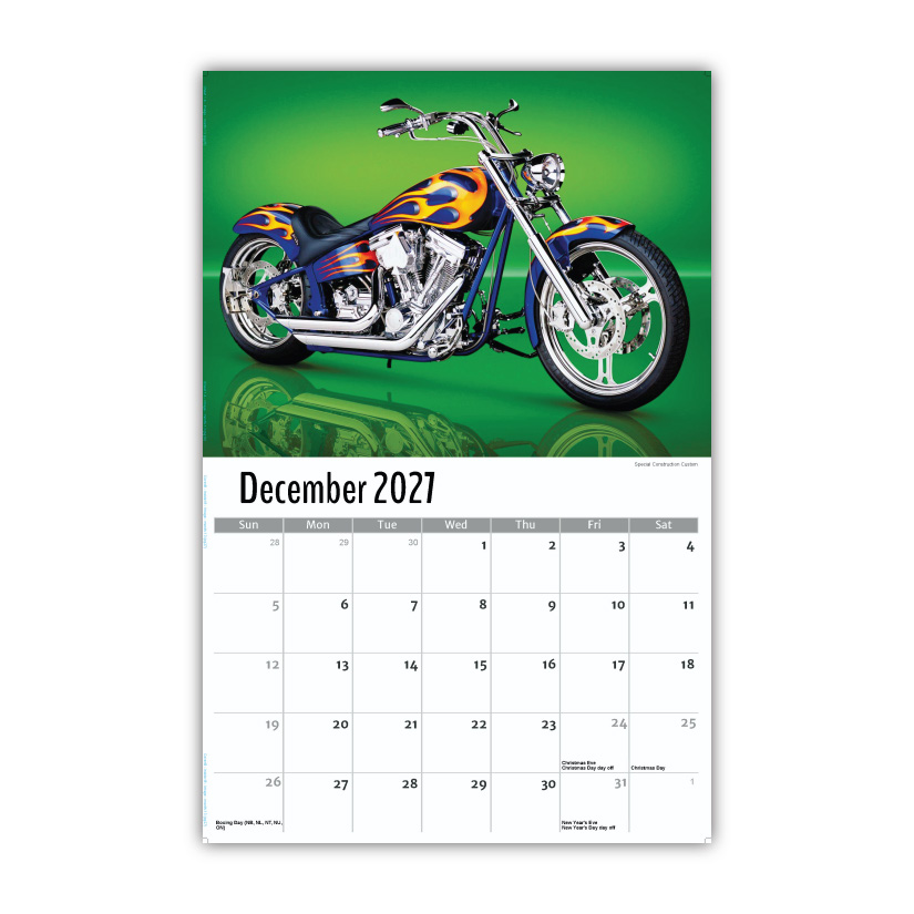 2027 Motorcycle Mania wall calendar