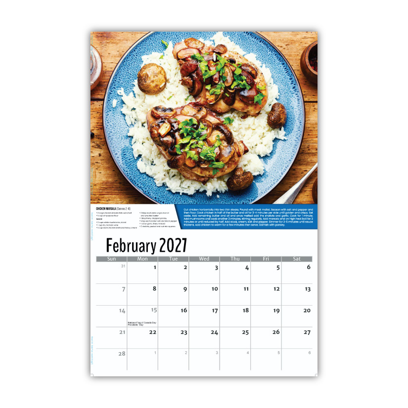 2027 Recipes Wall Calendar