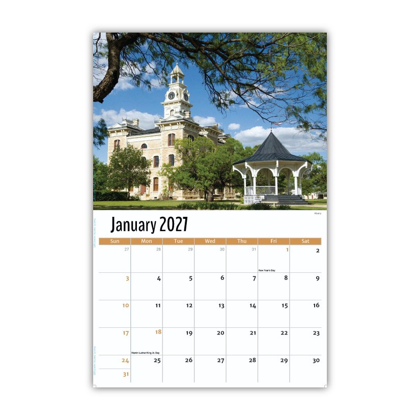 2027 Wall Calendar - Scenes of Texas