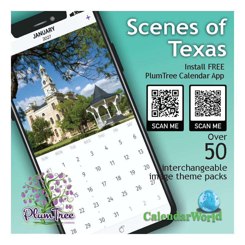 2027 Wall Calendar - Scenes of Texas