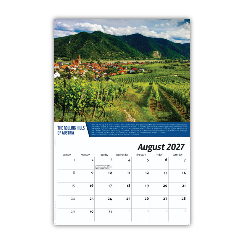 2027 Wall calendar - Vintages: Wine Tips