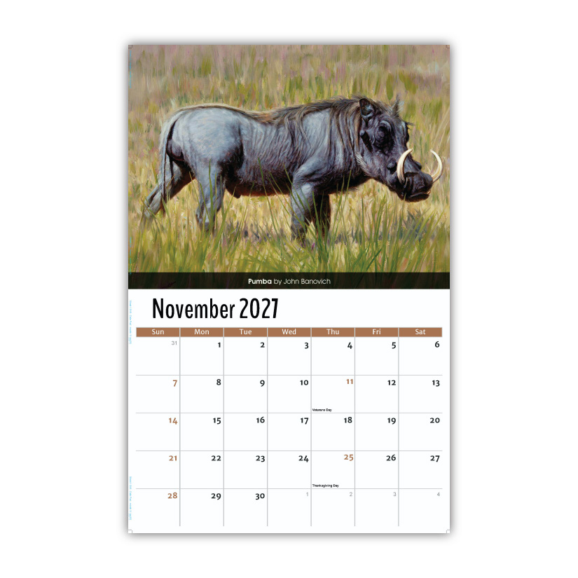 2027 Wall Calendar - Wildlife Portraits