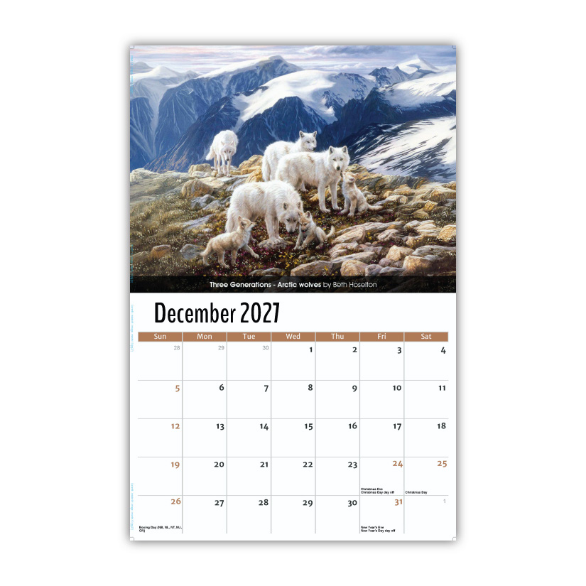 2027 Wall Calendar - Wildlife Portraits