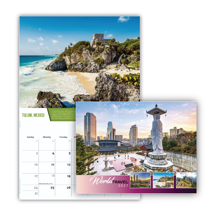 2027 Wall Calendar - World Travel Destinations