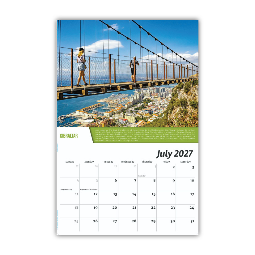 2027 Wall Calendar - World Travel Destinations