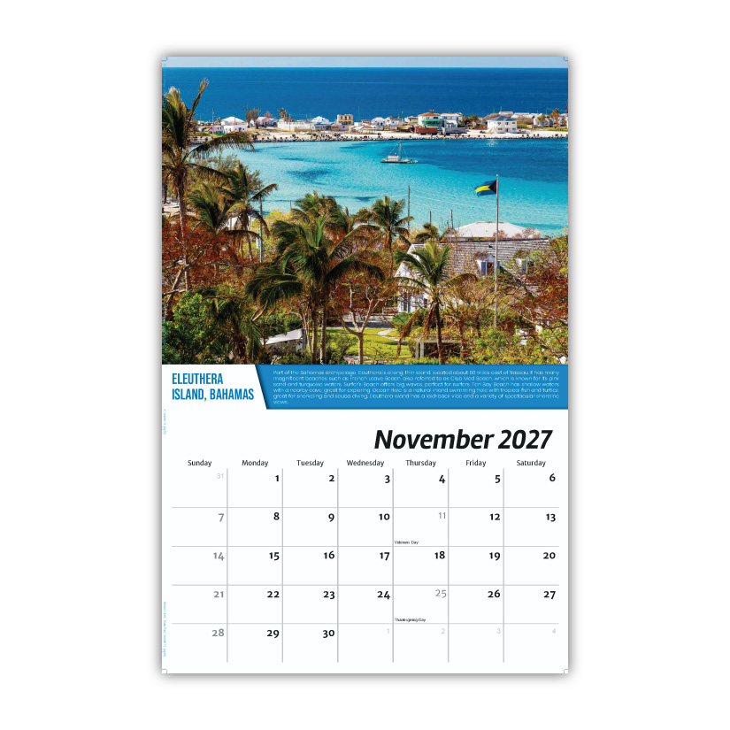 2027 Wall Calendar - World Travel Destinations