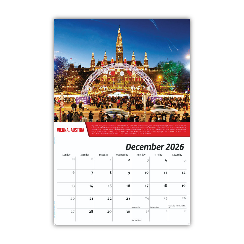 2027 Wall Calendar - World Travel Destinations