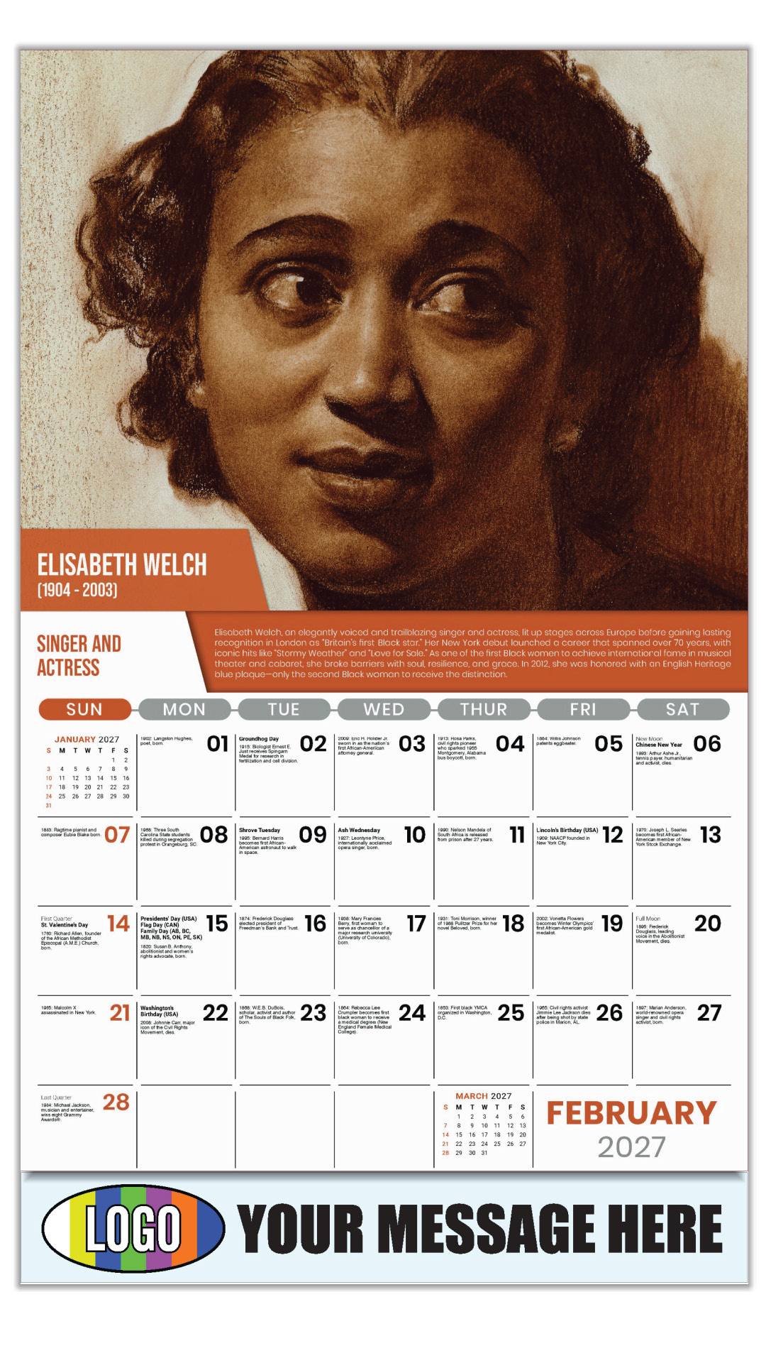 2027 Black History Business Promotional Calendar
