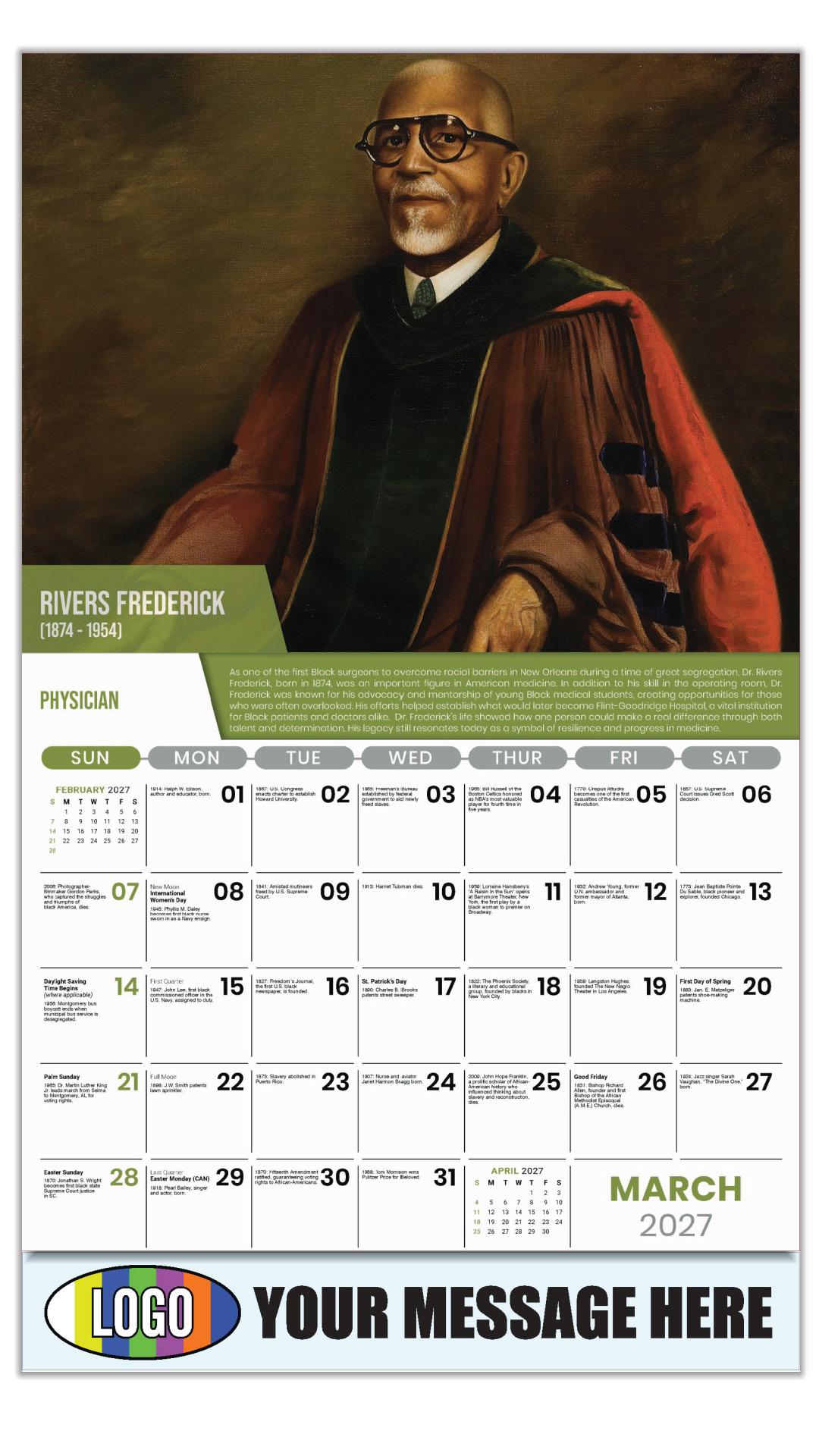 2027 Black History Business Promotional Calendar