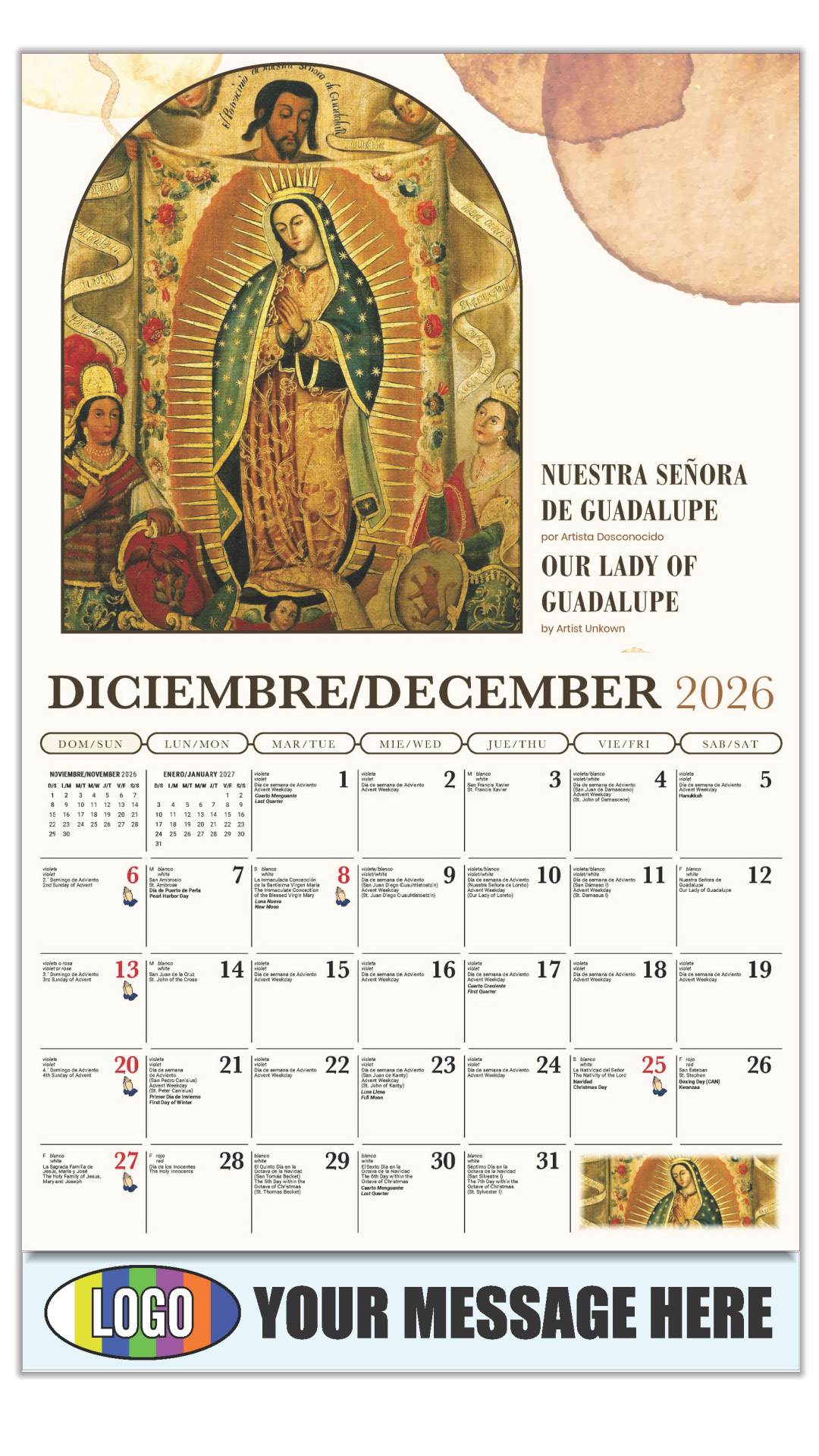 2027 Bilingual Catholic Inspirations Business Promotional Calendar