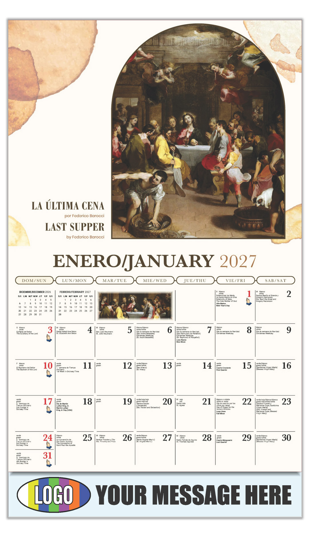 2027 Bilingual Catholic Inspirations Business Promotional Calendar