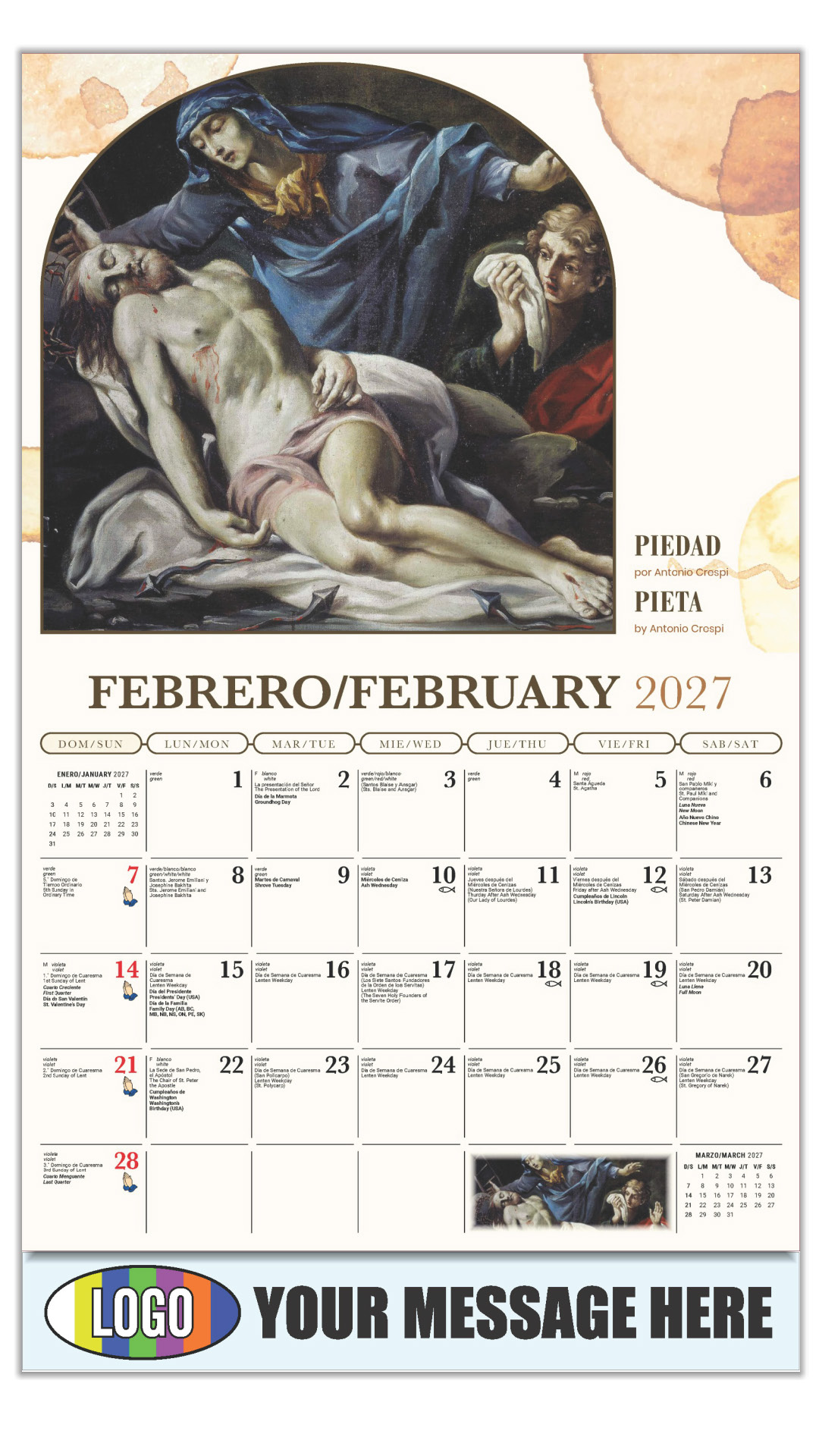 2027 Bilingual Catholic Inspirations Business Promotional Calendar