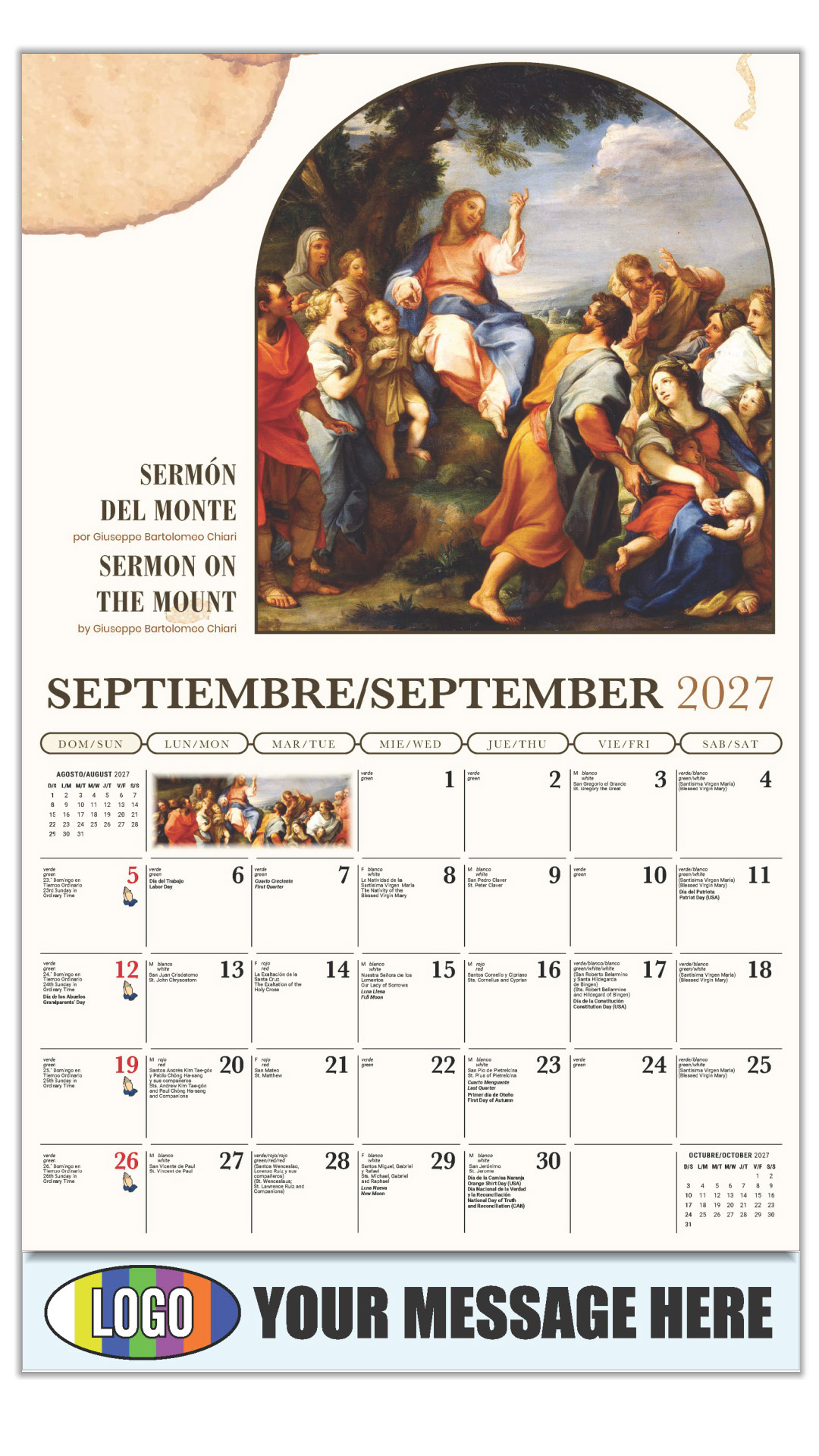 2027 Bilingual Catholic Inspirations Business Promotional Calendar