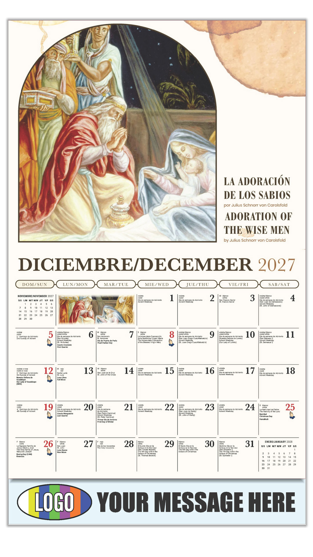 2027 Bilingual Catholic Inspirations Business Promotional Calendar